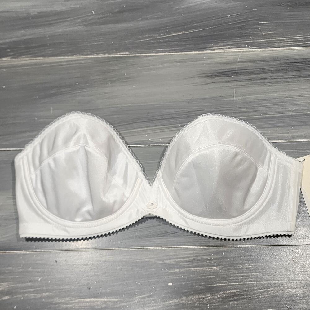 Dominique Margeau Bra 38B Low Plunge Strapless Underwire White Style 8103